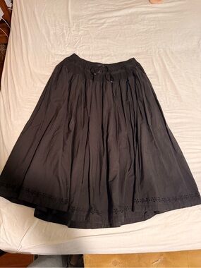 Free People Black Eyelet-Trim Circle Skirt
